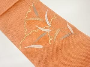 絽綴れ紙布草葉模様織出し名古屋帯